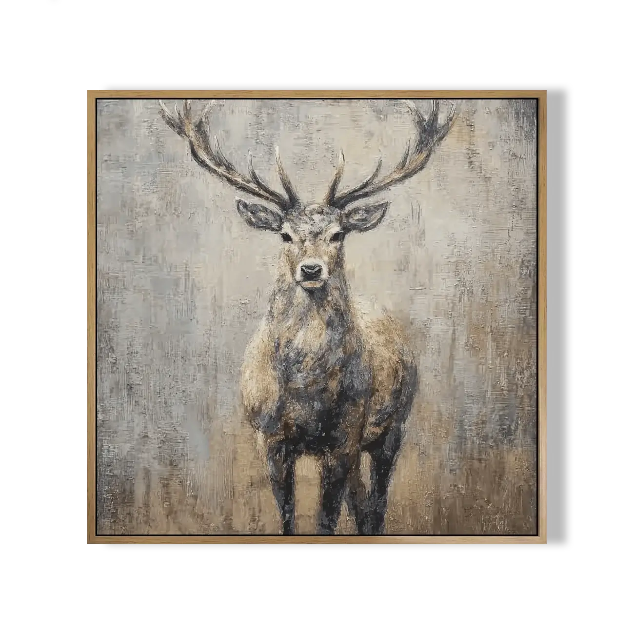 Framed artwork of a deer on a textured background