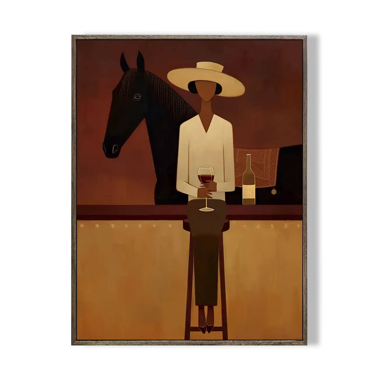 Woman and Black Horse Portrait
