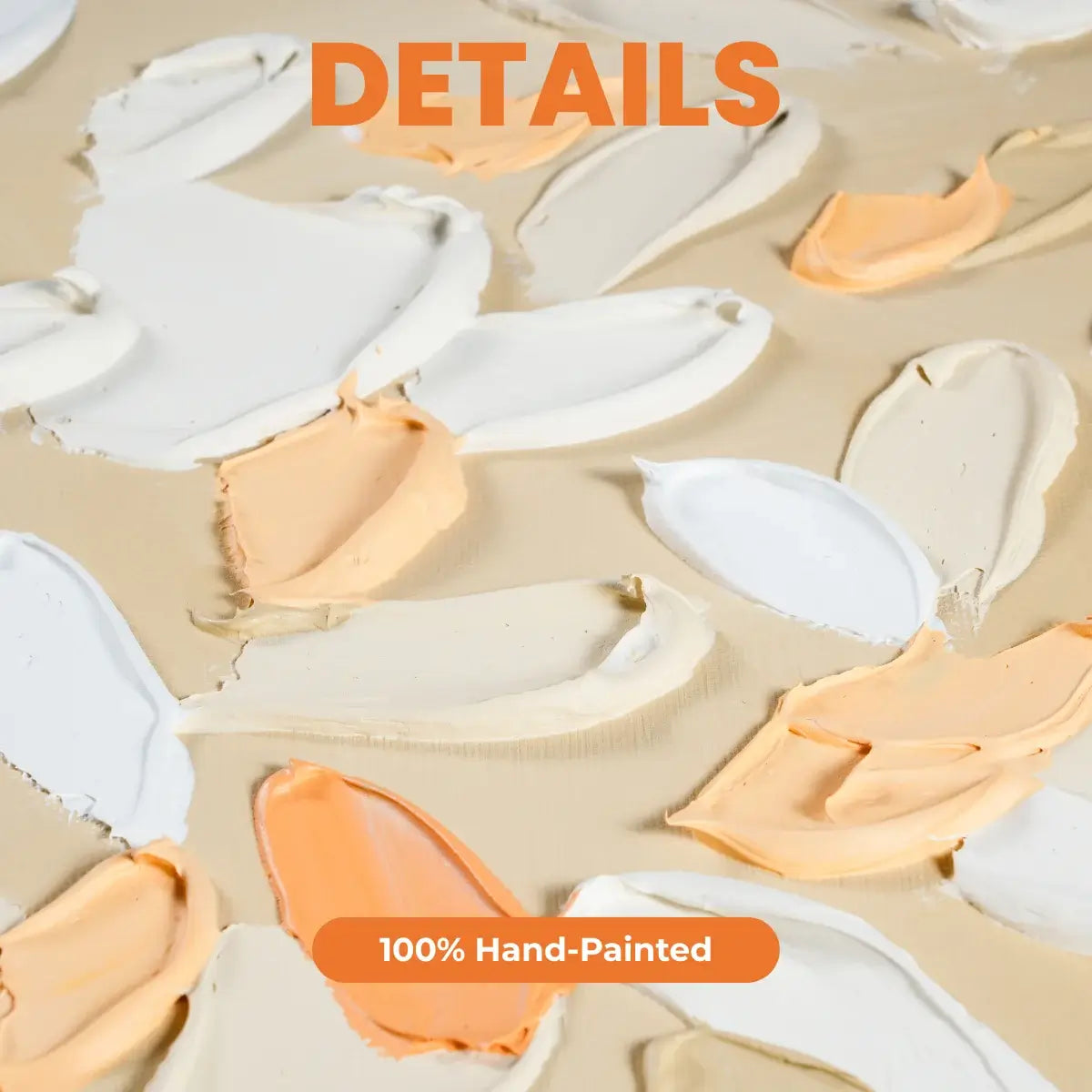 Hand-painted ceramic items on a beige background with '100% Hand-Painted' text.