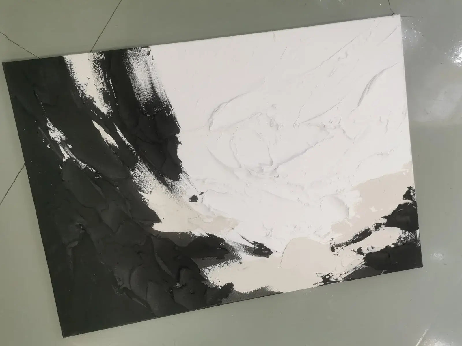 Black and White Abstract Painting #CXH044 photo show
