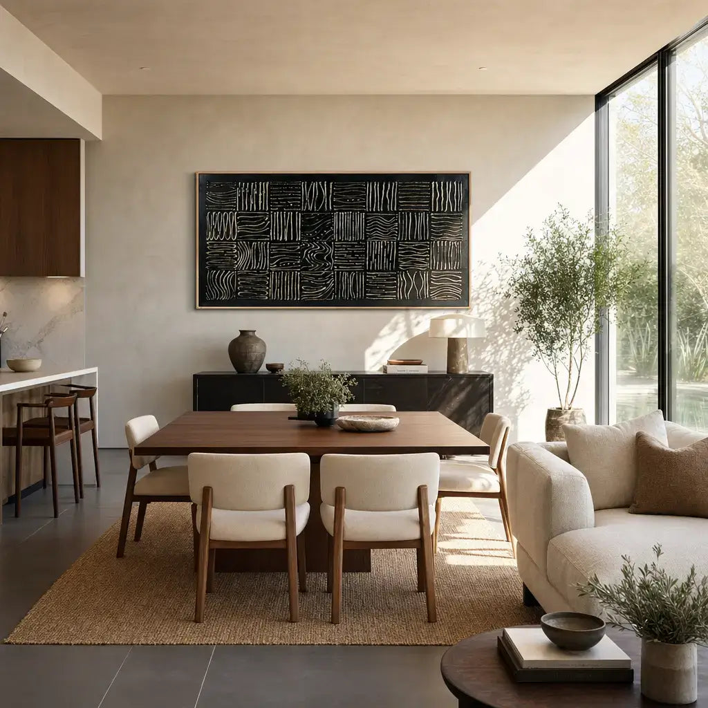 Gilded Grid Forms Wabi Sabi Wall Art