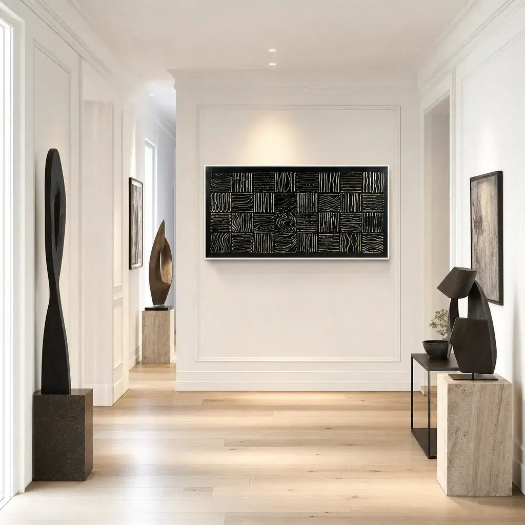 Gilded Grid Forms Wabi Sabi Wall Art