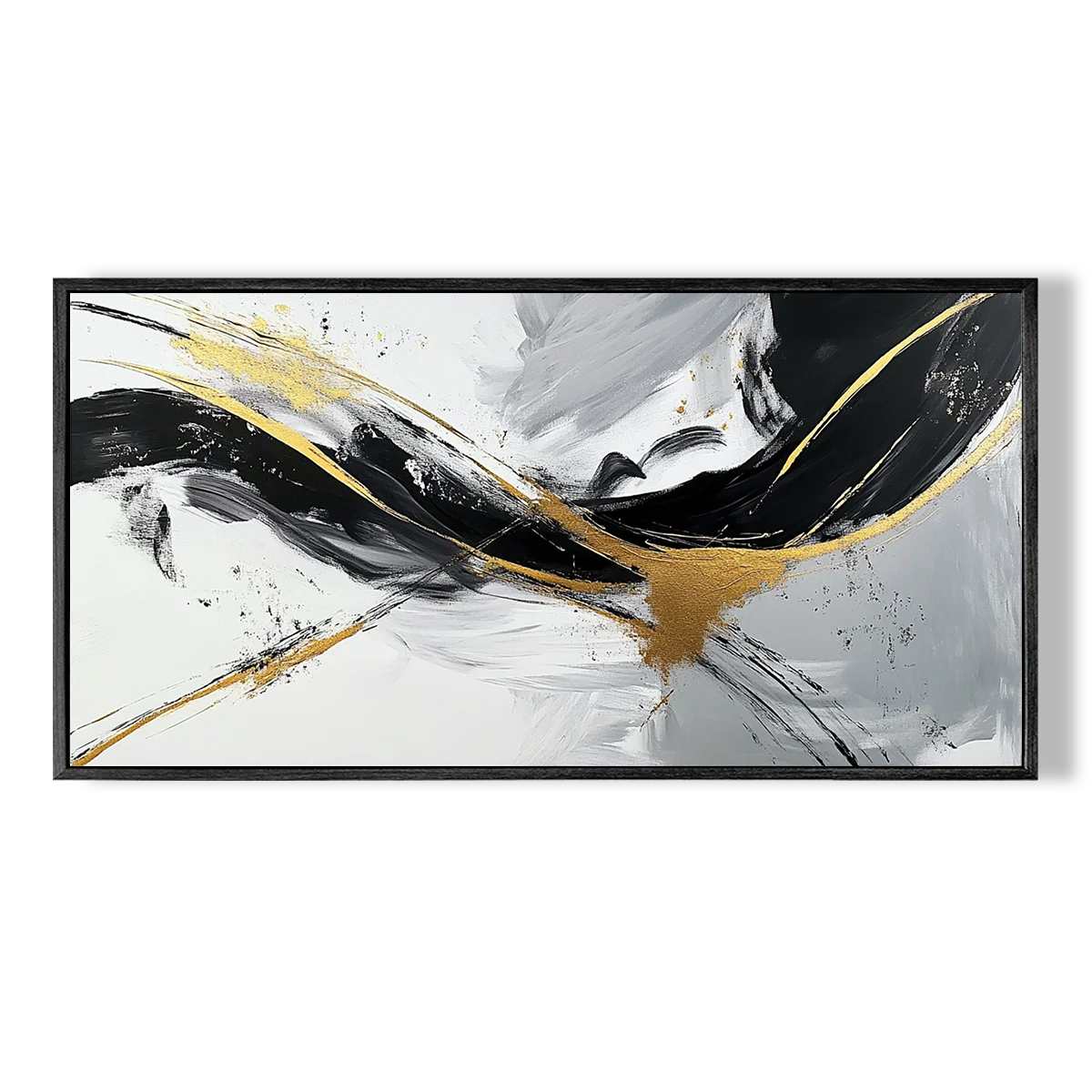 Black And Gold Abstract Painting #CXH001