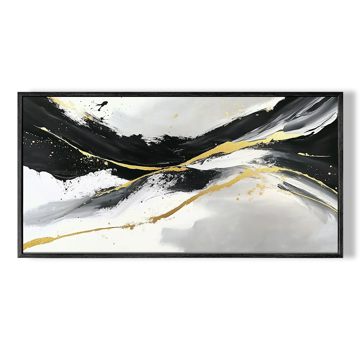 Black And Gold Abstract Painting #CXH003