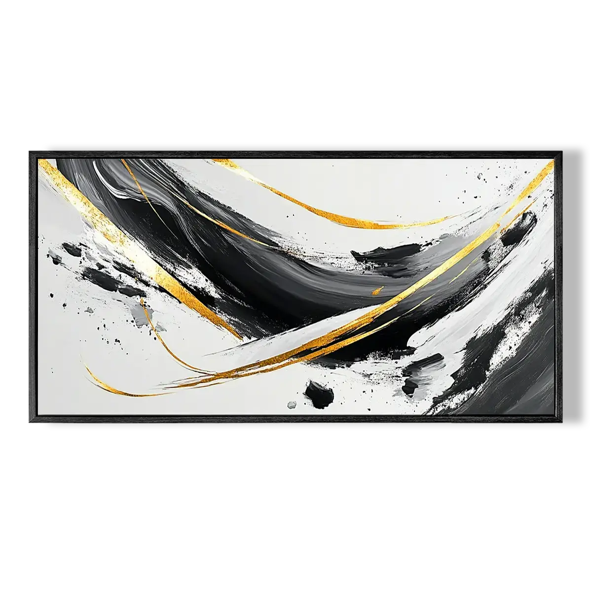 Black And Gold Abstract Painting #CXH004