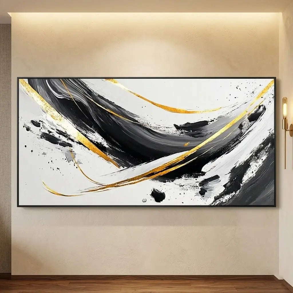 Black and Gold Abstract Painting #CXH004