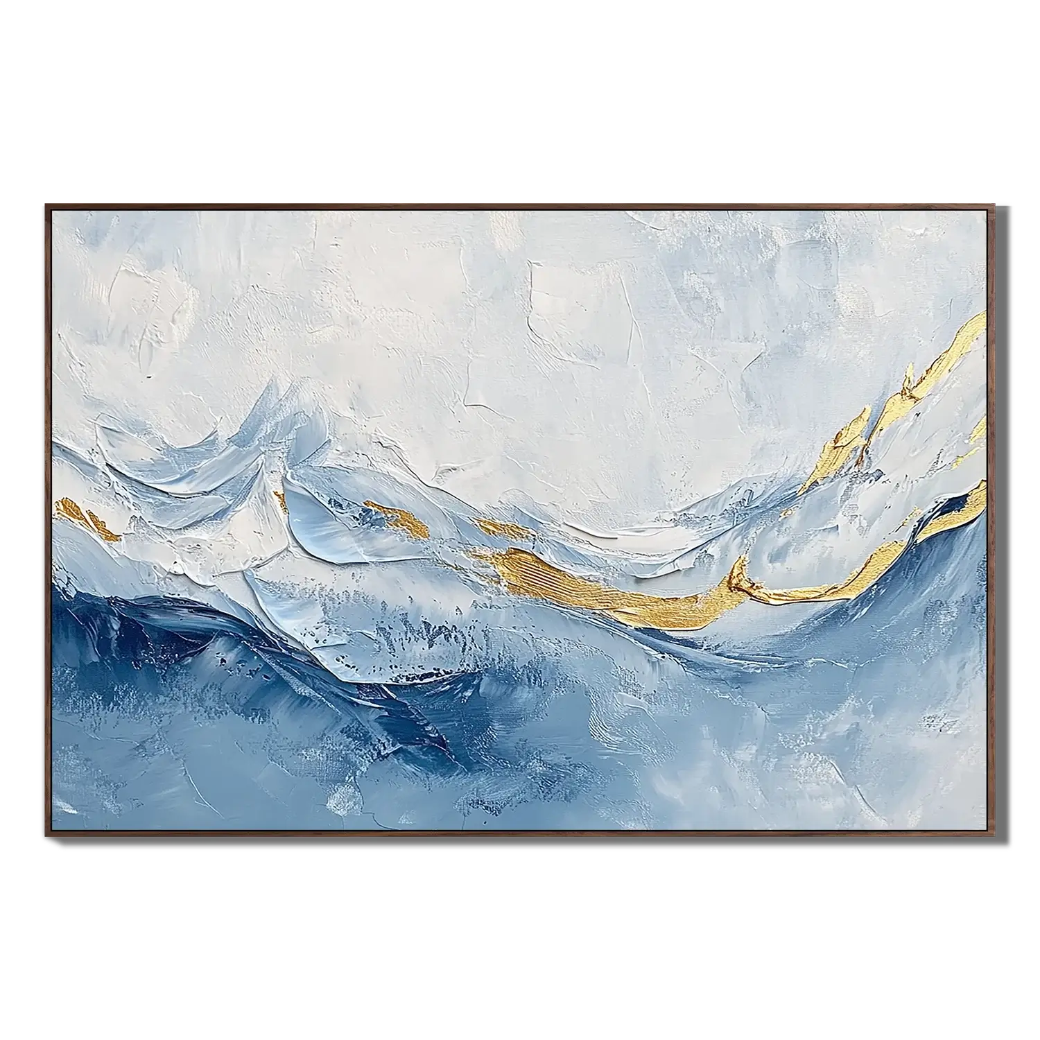 Azure Golden Swell Abstract Wall Art