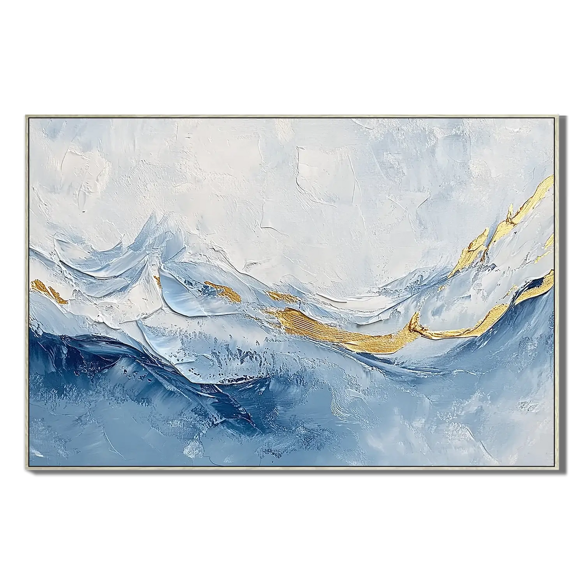 Azure Golden Swell Abstract Wall Art