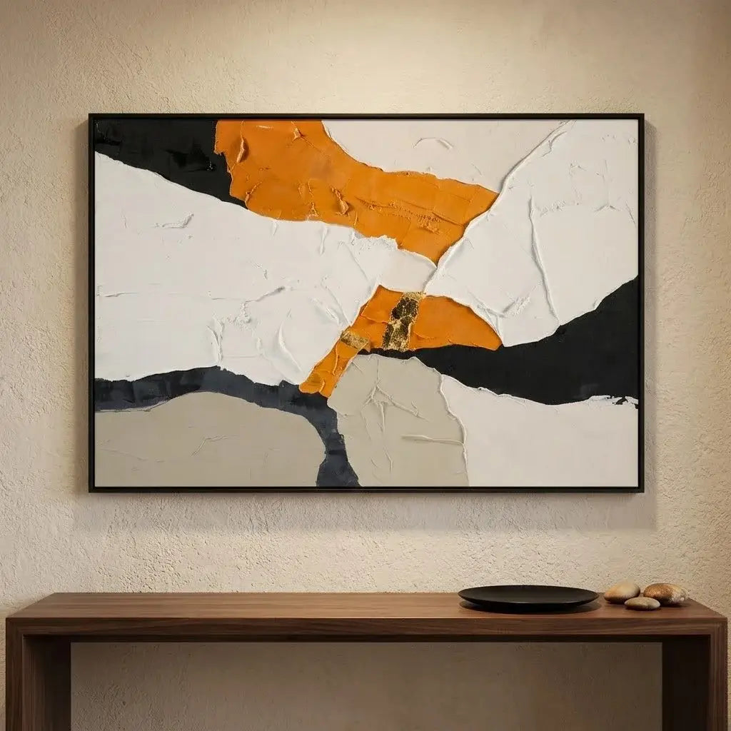 Ochre Gilded Shapes Abstract Wall Art