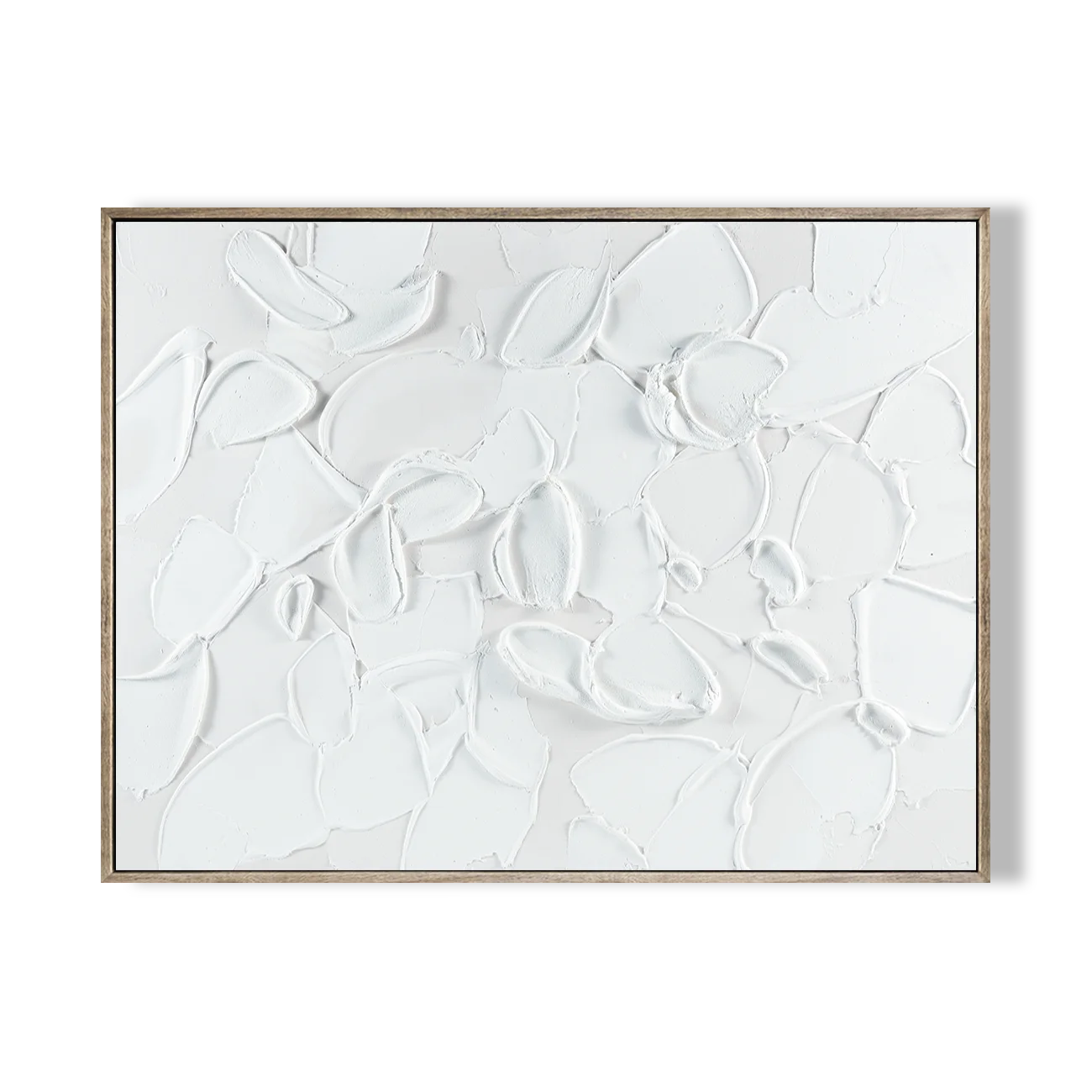 White Petal Shapes Abstract Wall Art