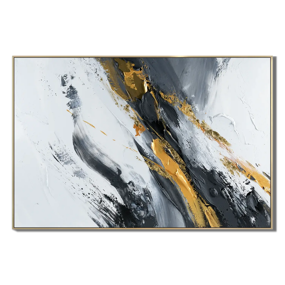 Golden Layered Strata Abstract Wall Art