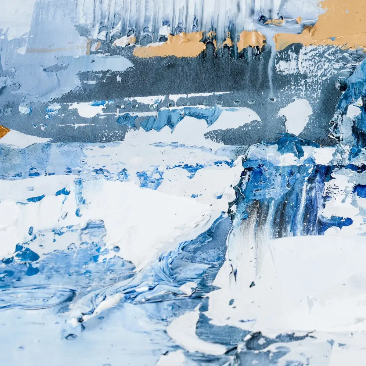 Frosty Gilded Water Abstract Wall Art