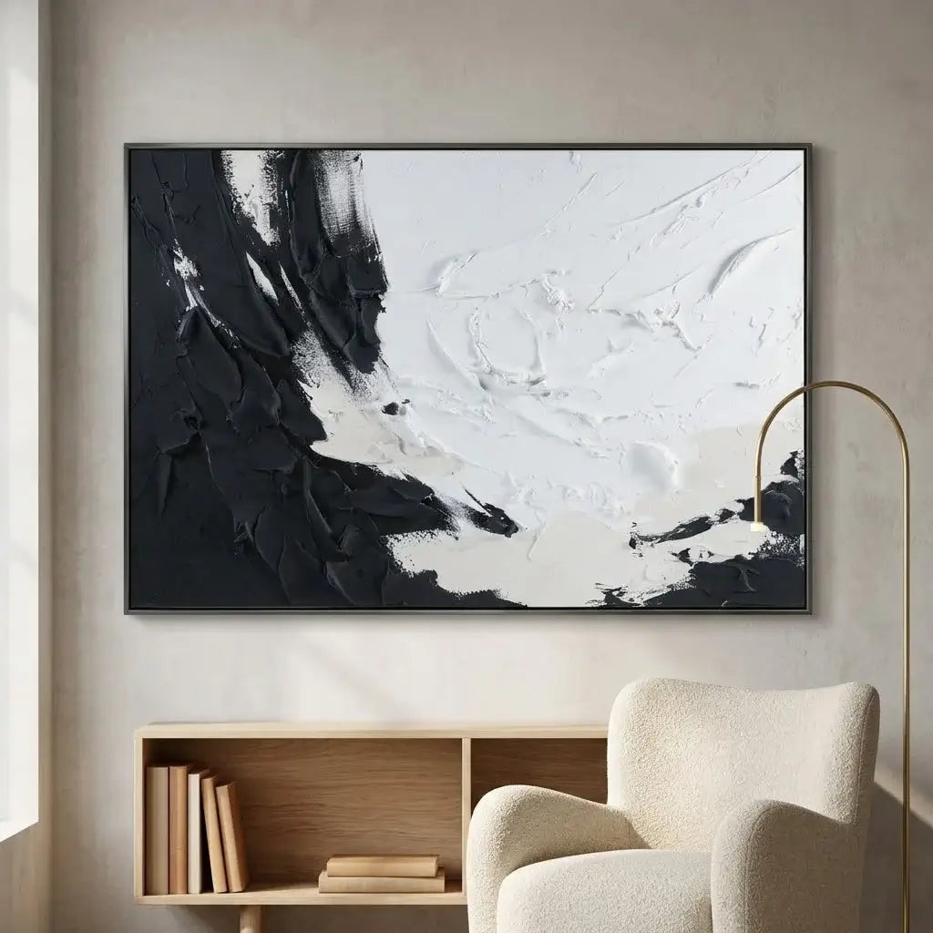 Ebony Ivory Flow Abstract Wall Art