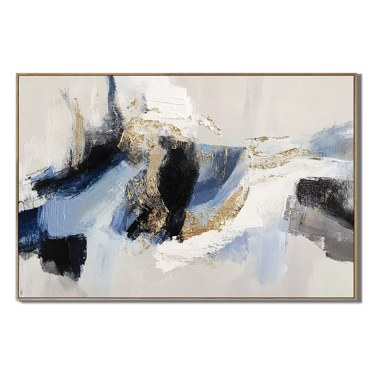 Azure Gold Currents Abstract Wall Art