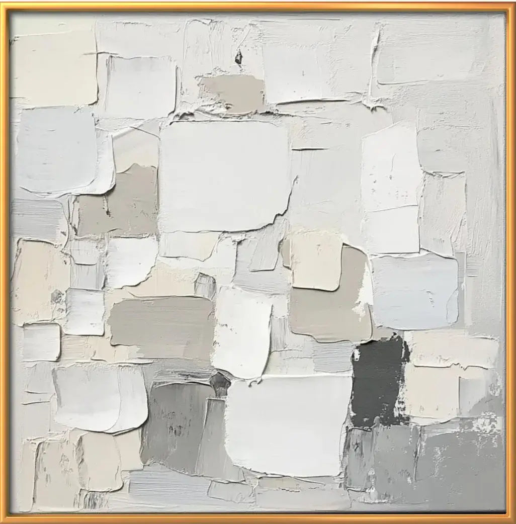 Abstract art piece with a gold frame