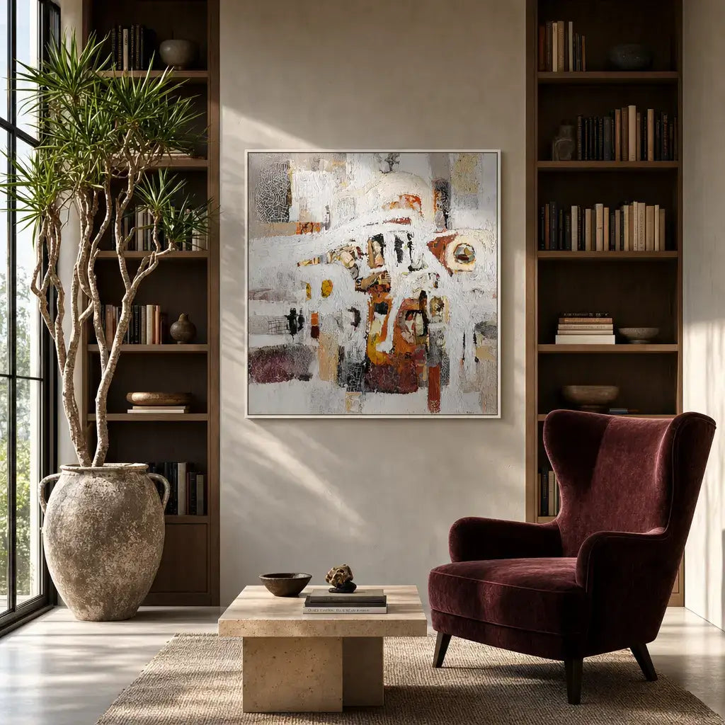 White Stone Village Abstract Wall Art