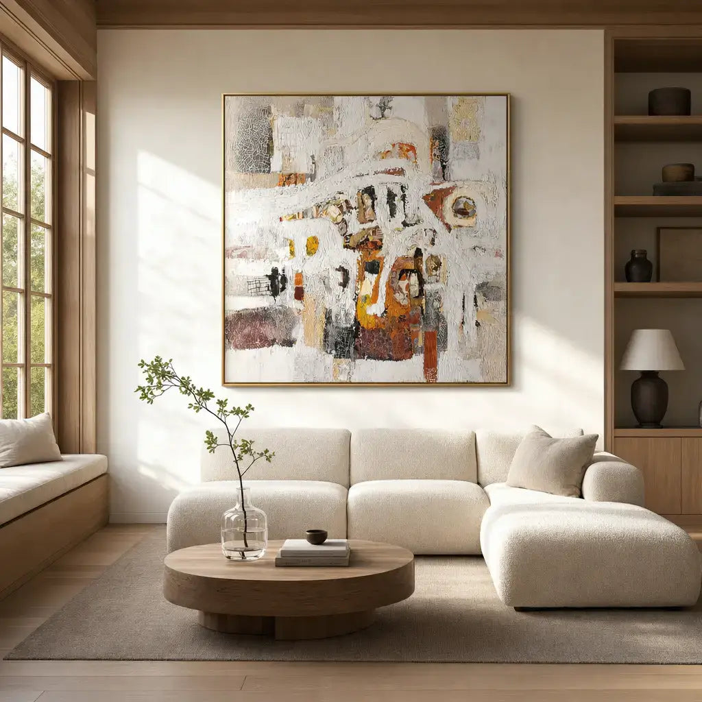 White Stone Village Abstract Wall Art