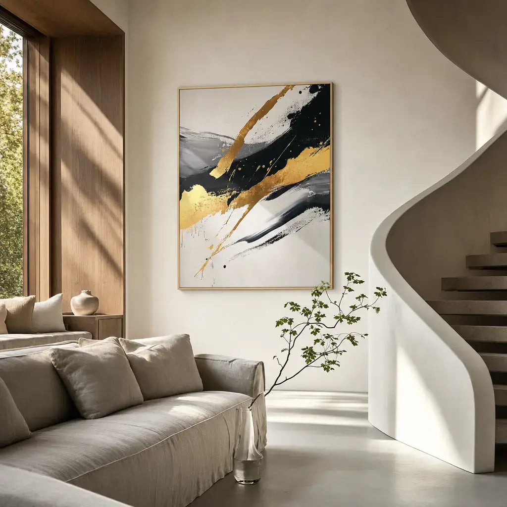 Gilded Stream Abstract Wall Art