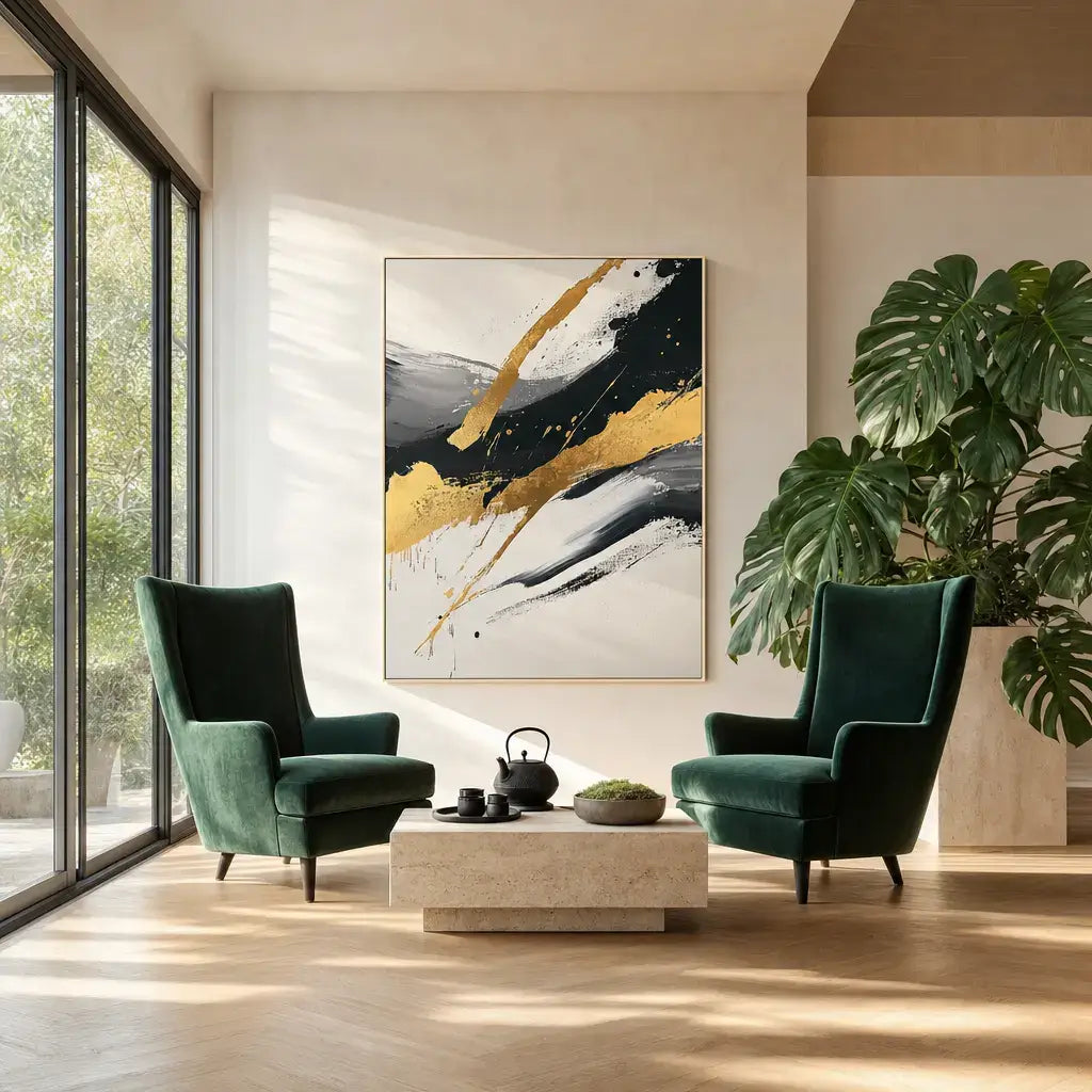 Gilded Stream Abstract Wall Art