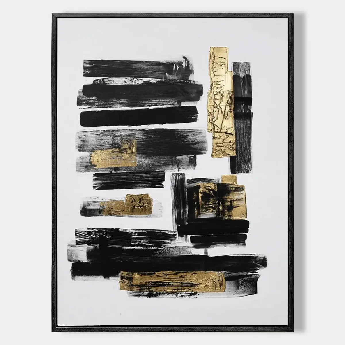 Black And Gold Abstract Painting #CXV015