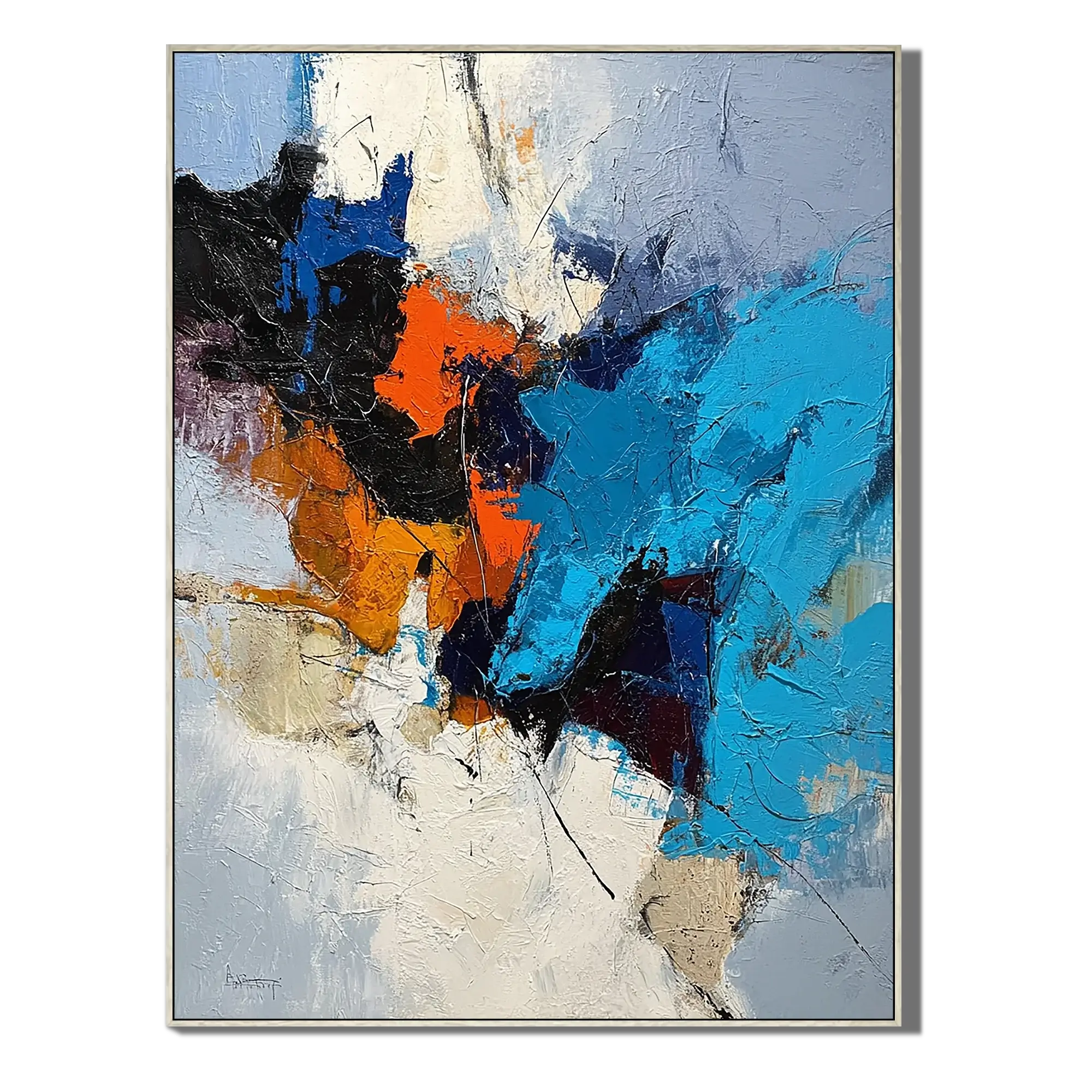 Azure Ember Burst Abstract Wall Art