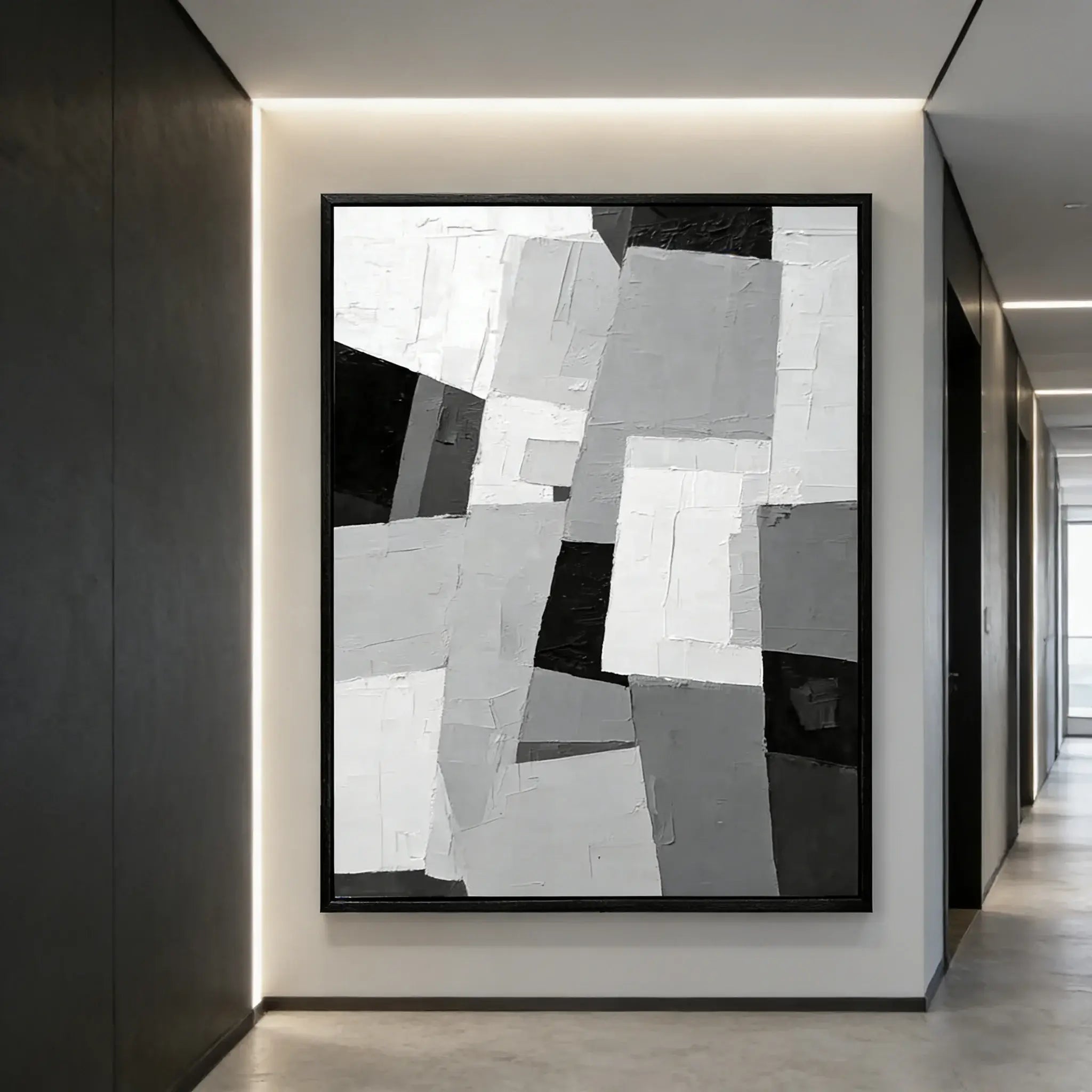 Abstract art piece in a modern interior setting