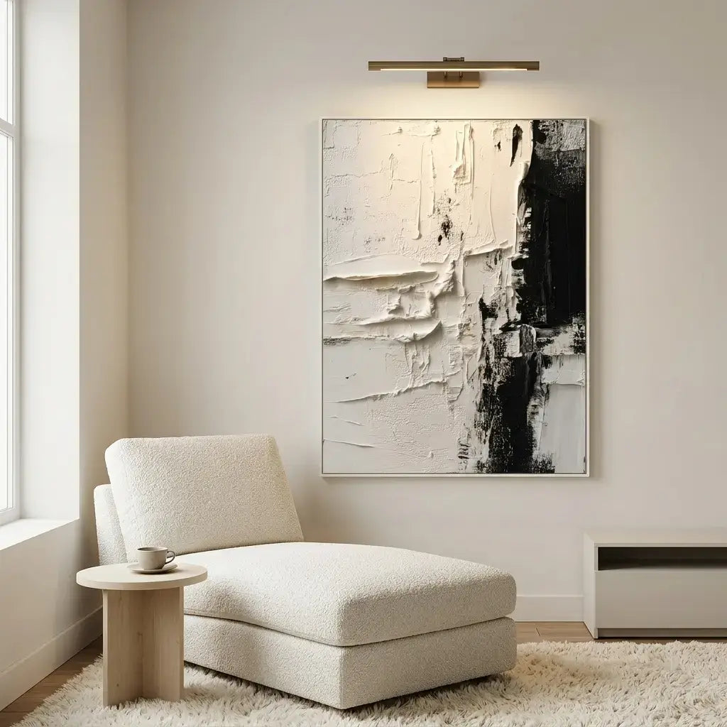 Ivory Ebony Divide Abstract Wall Art