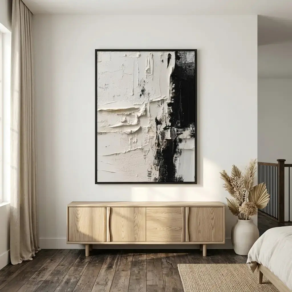 Ivory Ebony Divide Abstract Wall Art