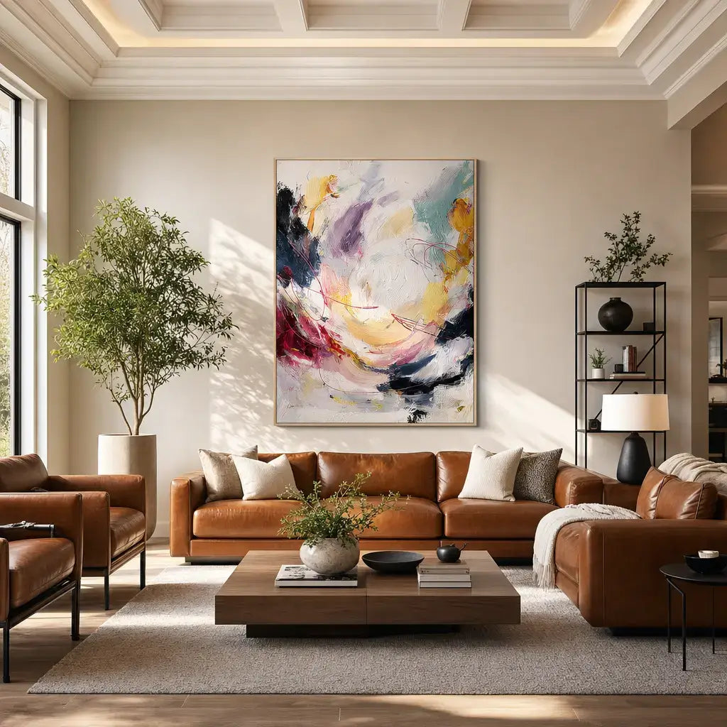 Vibrant Thread Swirl Abstract Wall Art