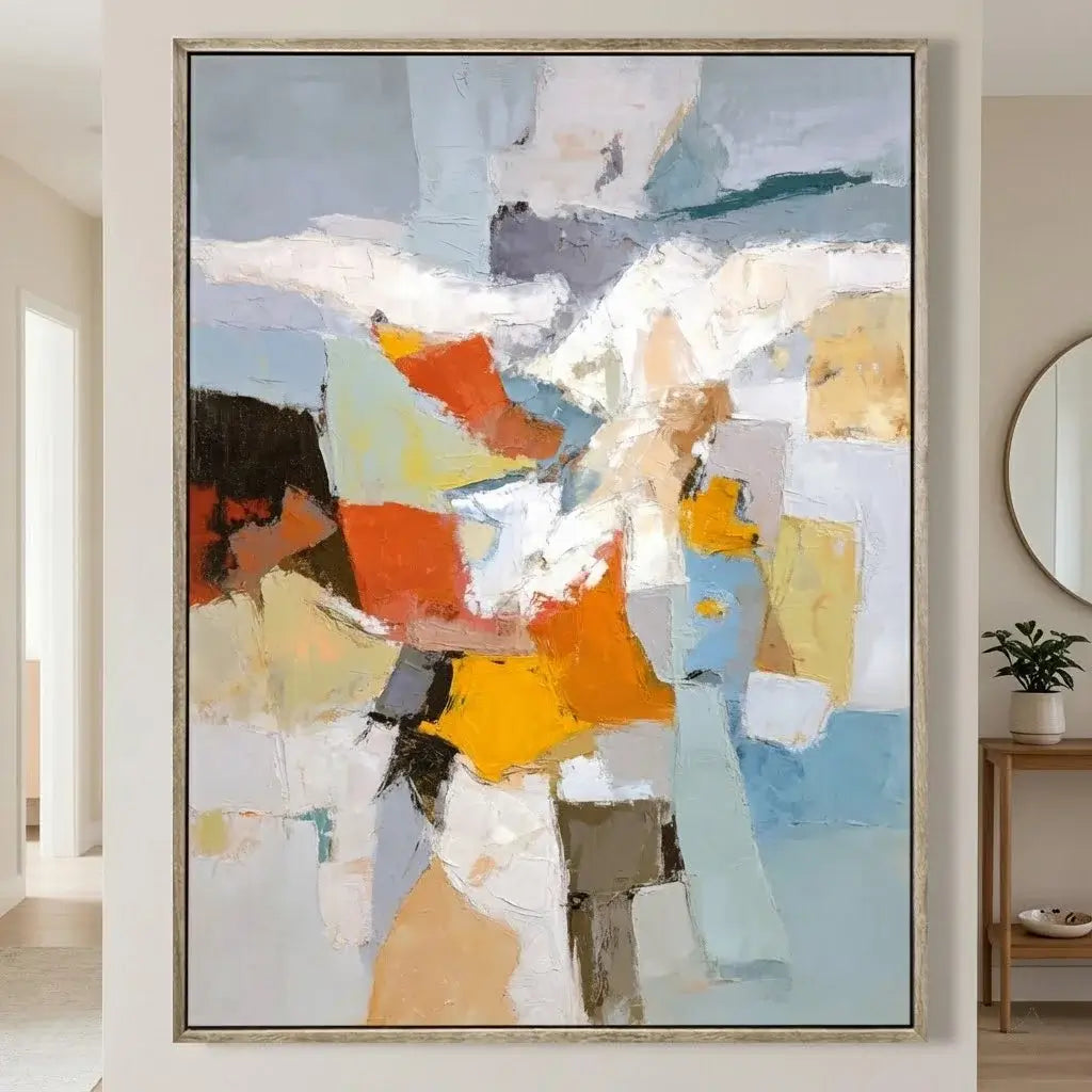 Abstract art painting in a modern interior setting