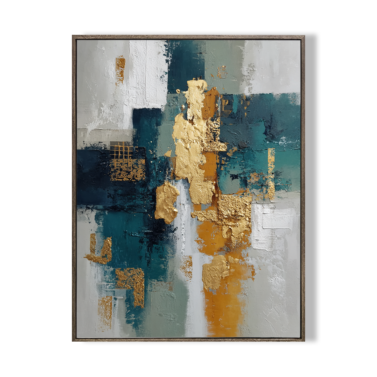 Textured Teal & Bronze Mural Original Wall Art | HueMaster