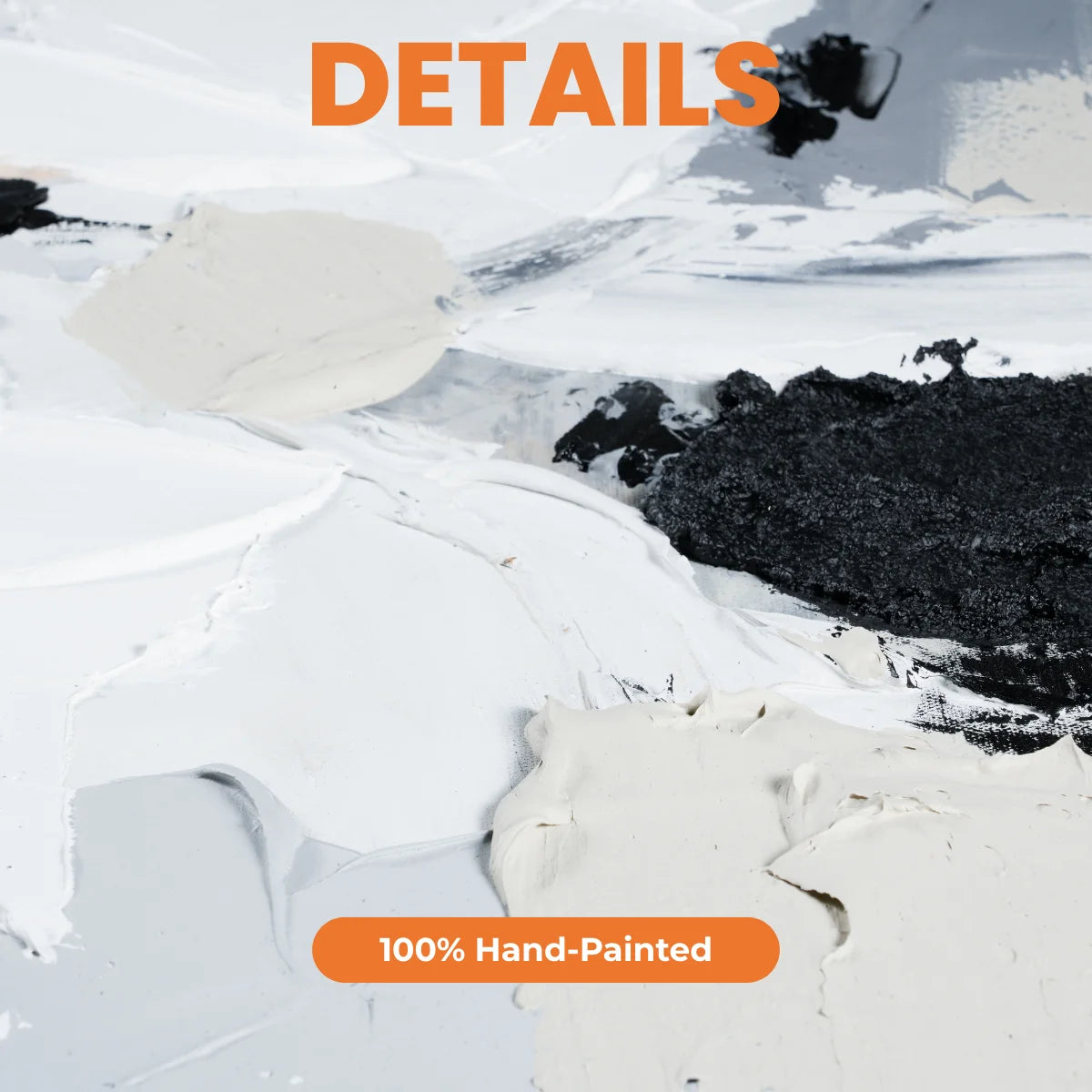 Close-up of hand-painted textures with '100% Hand-Painted' label.