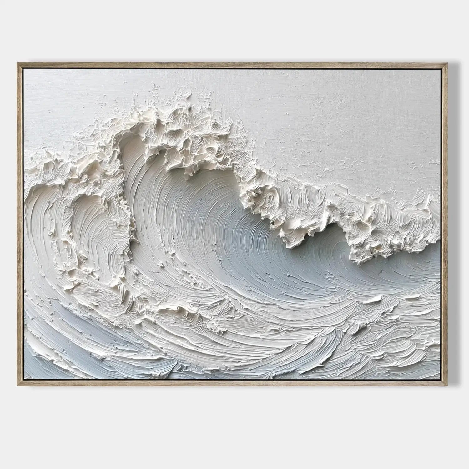3D Textured White Wave Oil Painting #FJH017