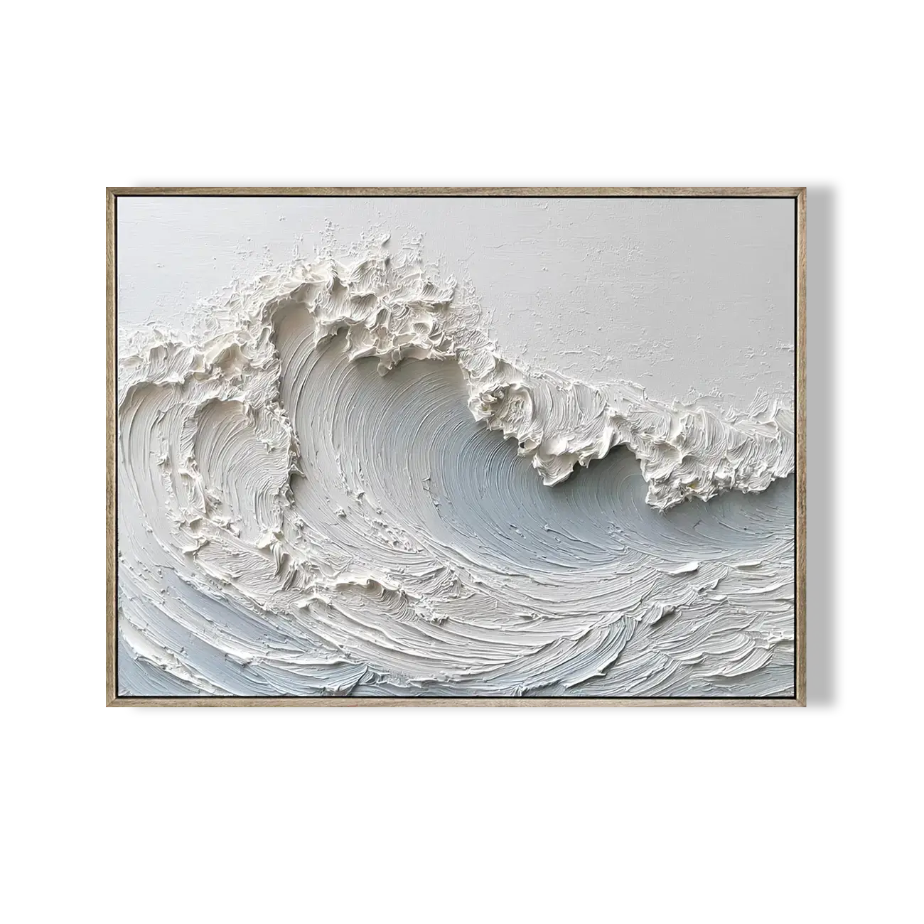 3D Textured White Wave Oil Painting #FJH017