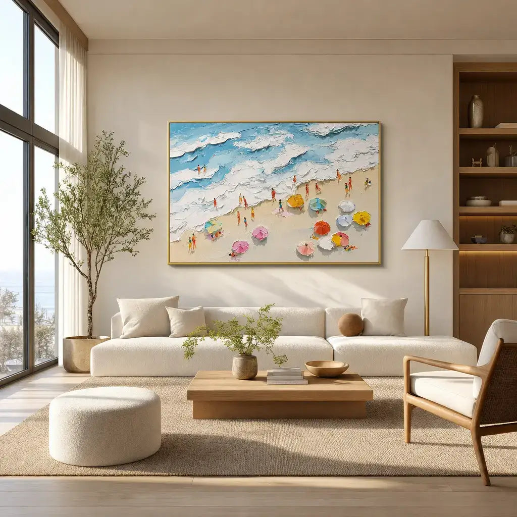 Azure Beach Umbrellas Ocean Wall Art