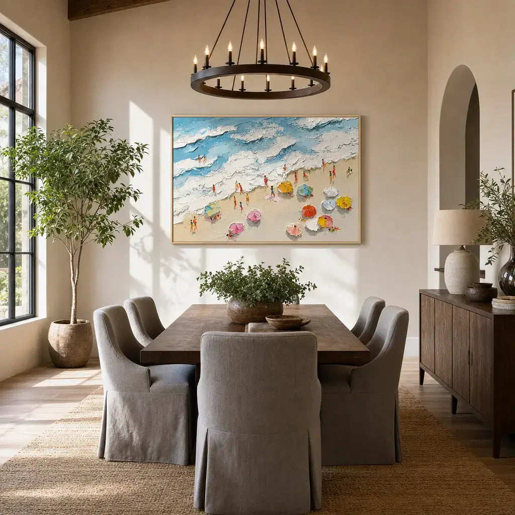 Azure Beach Umbrellas Ocean Wall Art