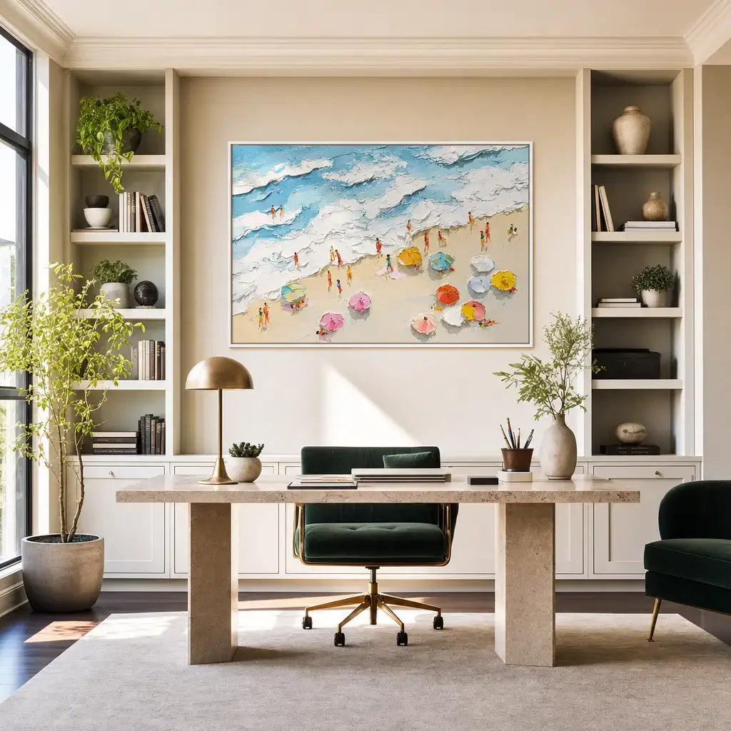 Azure Beach Umbrellas Ocean Wall Art