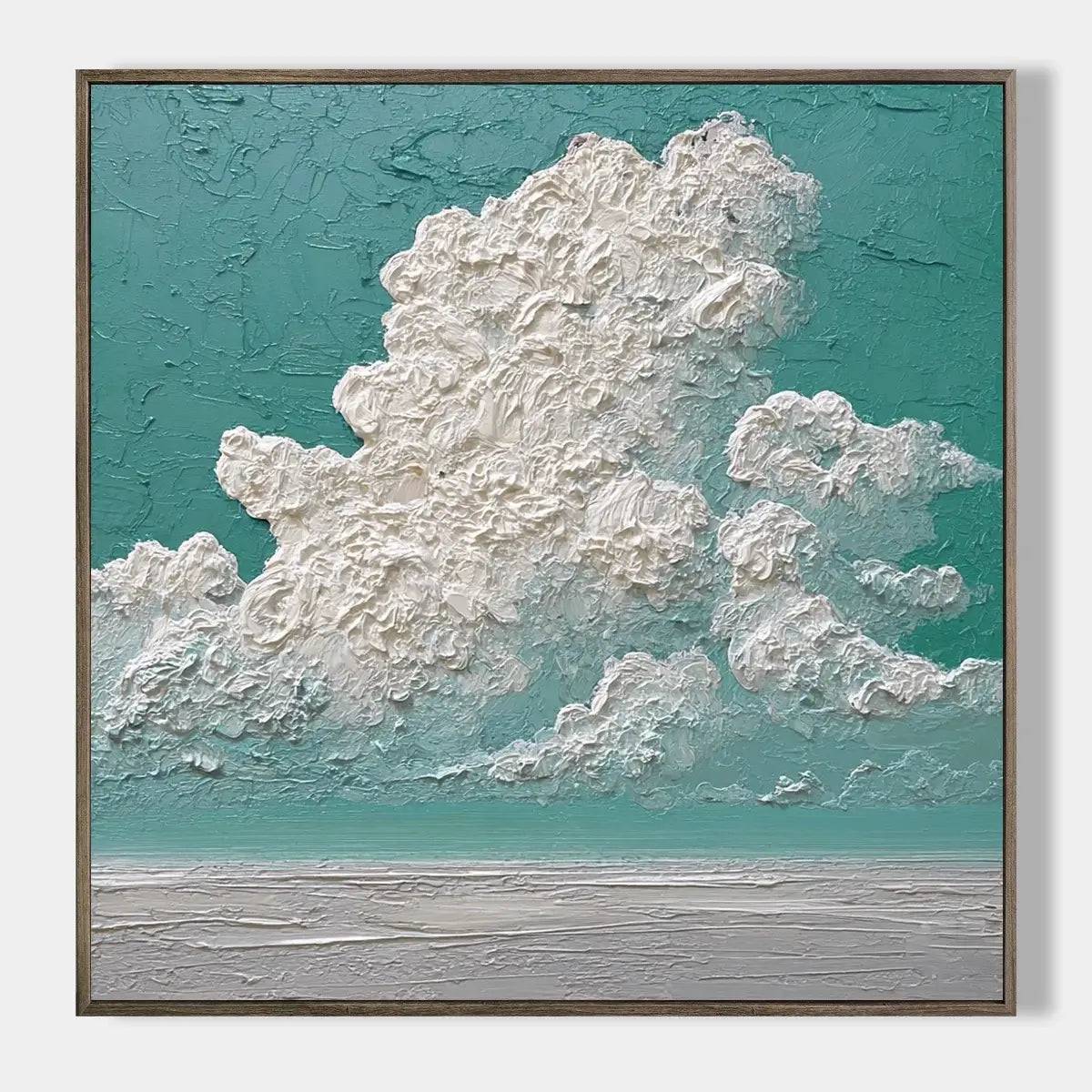 Teal Sky Textured Abstract Art #FJS003