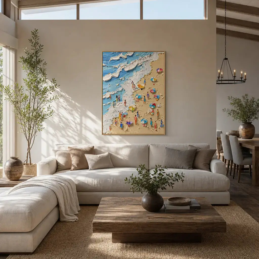 Azure Shore Parasols Ocean Wall Art