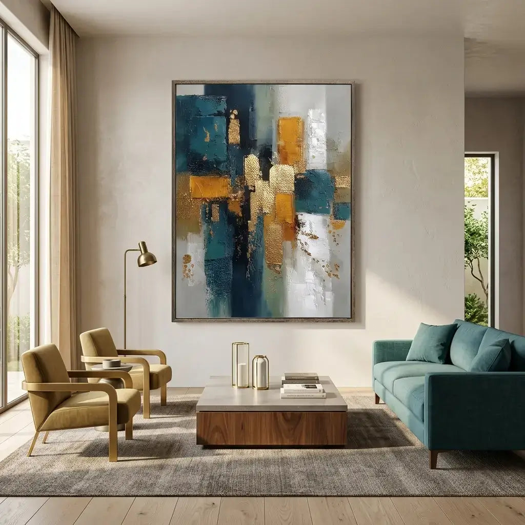 Golden Abstract Oil Painting #CXV079