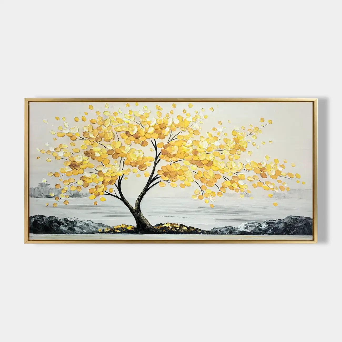 Golden Leaves Palette Knife Tree #HHH018