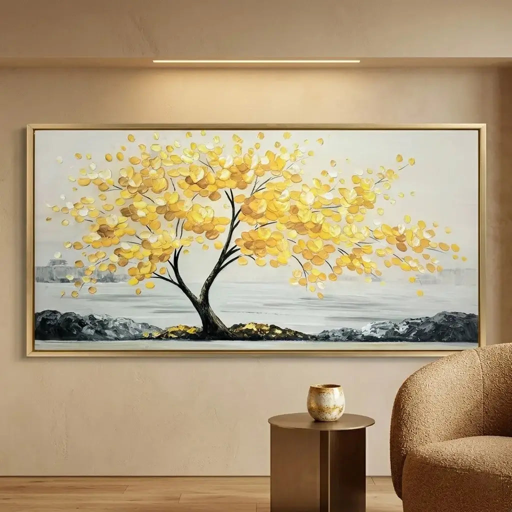 Golden Leaves Palette Knife Tree #HHH018