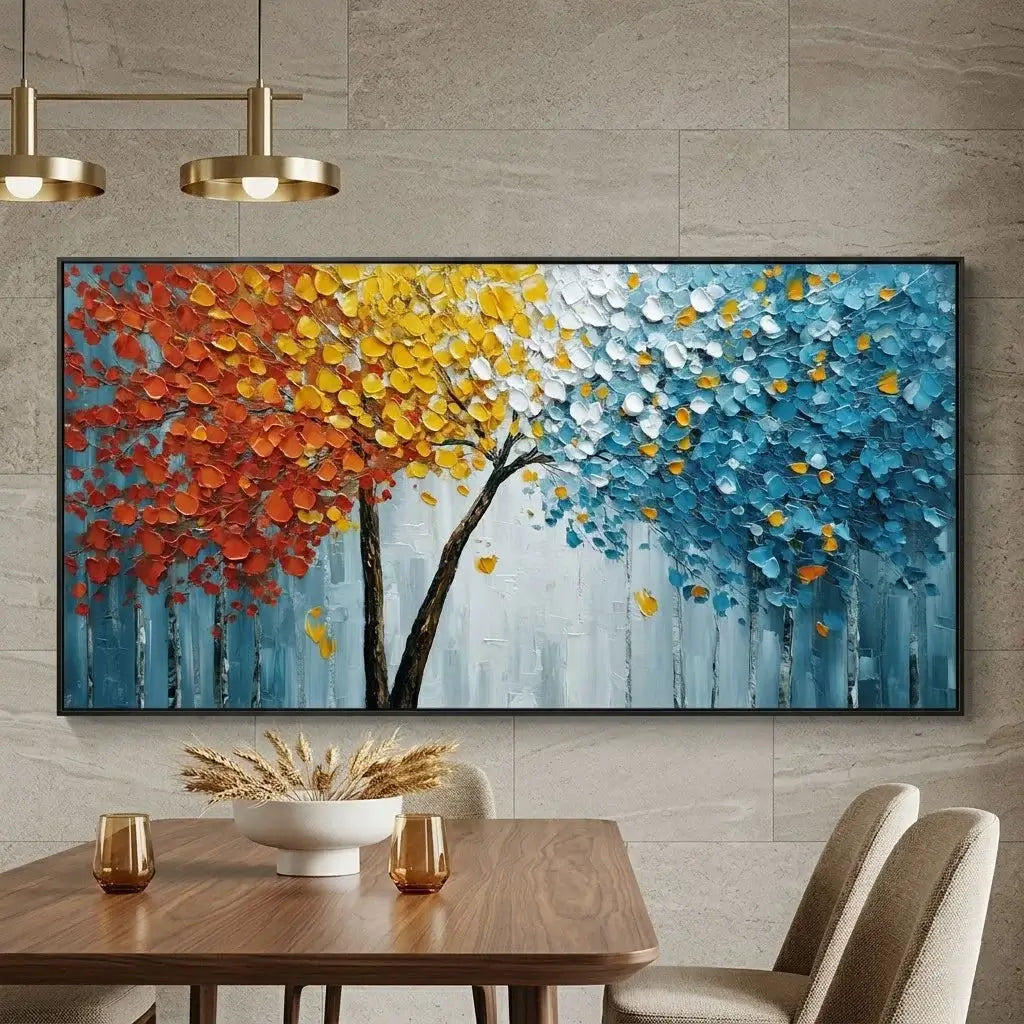 Vibrant Autumn Forest Textured Art #HHH020