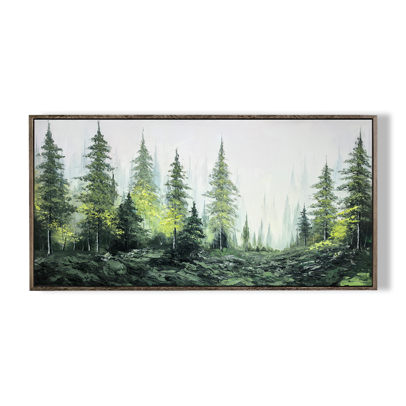 Misty Green Pine Forest Art #HHH022