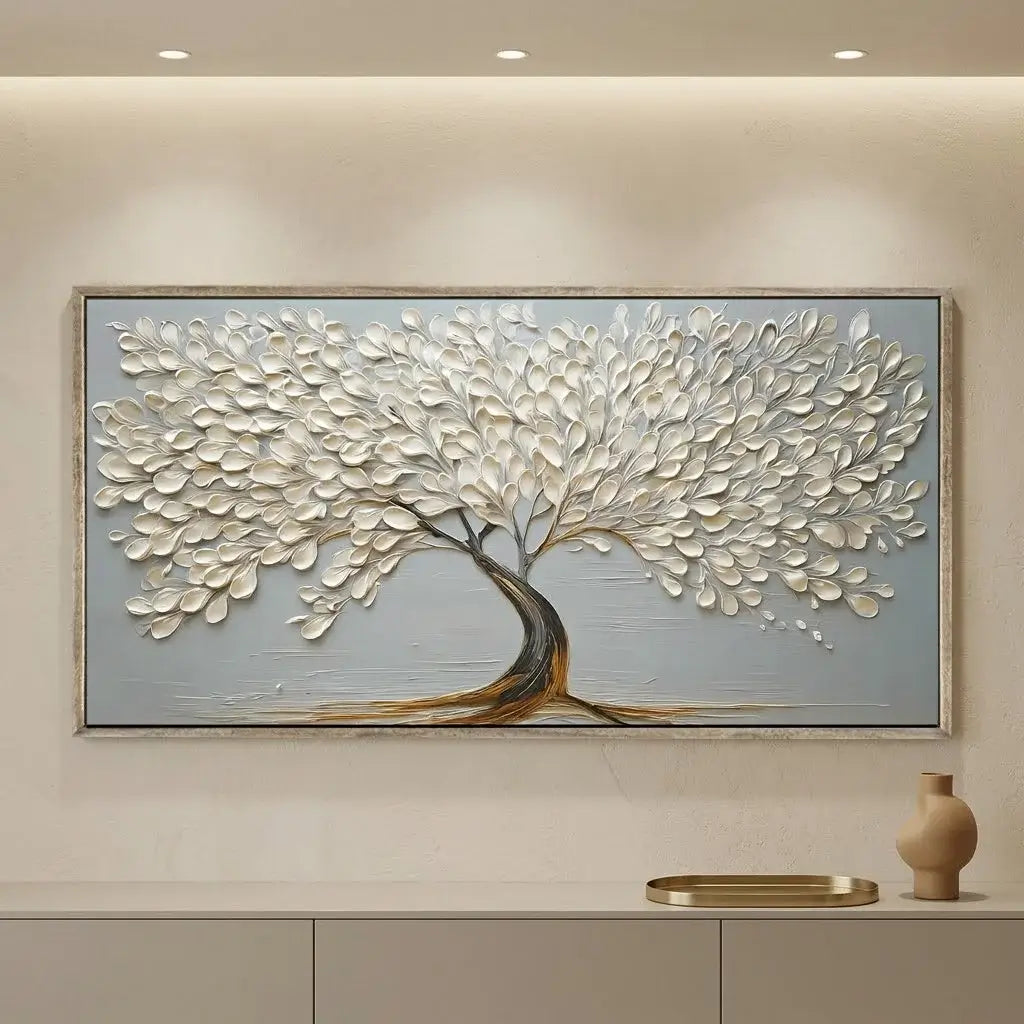 Minimalist White Petal Curve Tree #HHH023