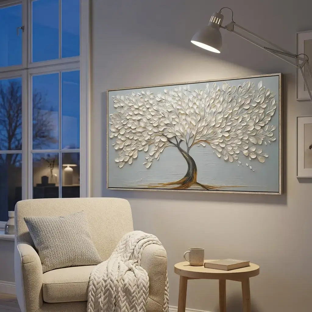 Minimalist White Petal Curve Tree #HHH023