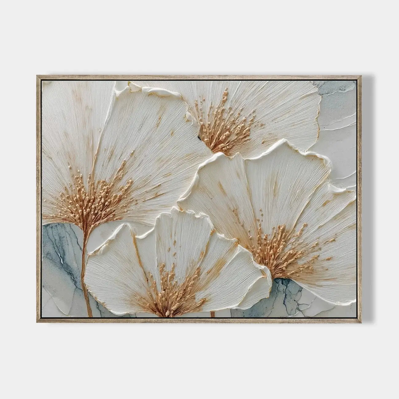 Golden Ginkgo Leaf Relief Art #HHH027