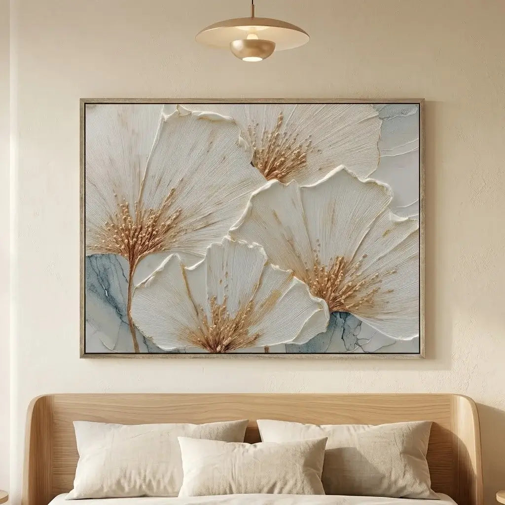 Golden Ginkgo Leaf Relief Art #HHH027