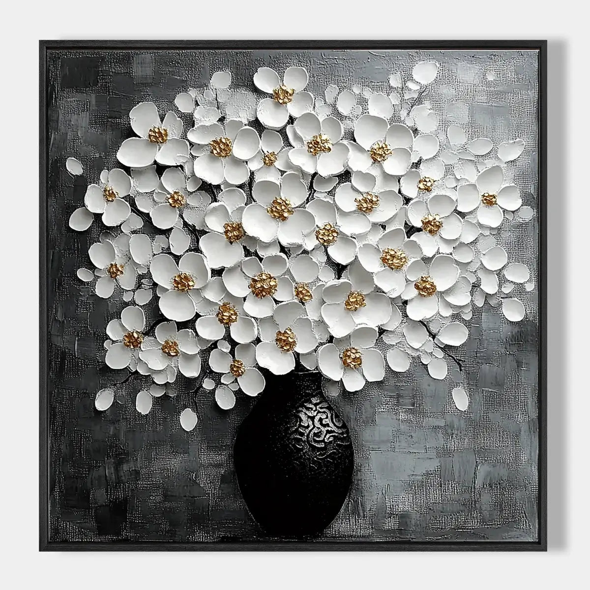 Black And White Floral Wall Art #HHS002