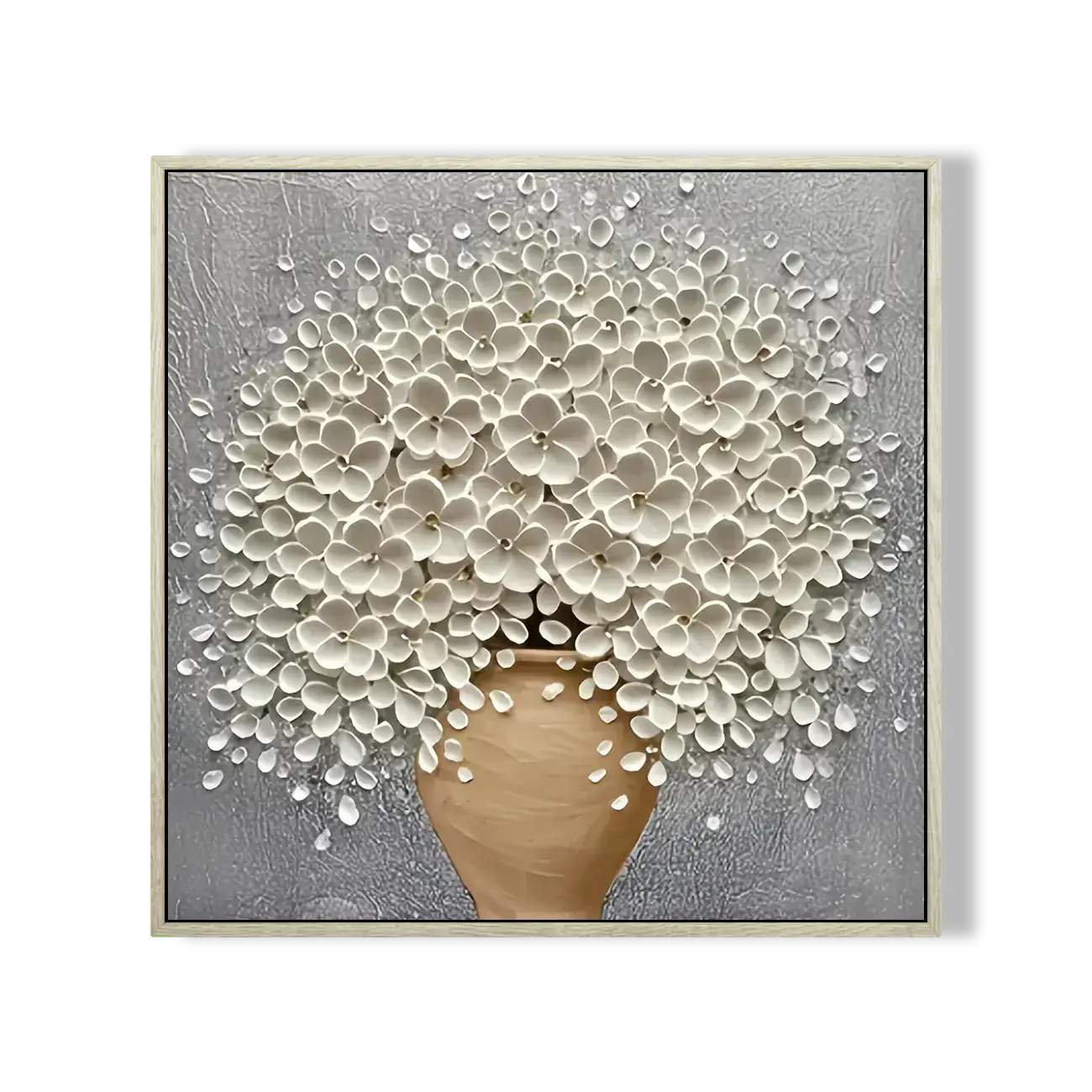 3D White Floral Impasto Art